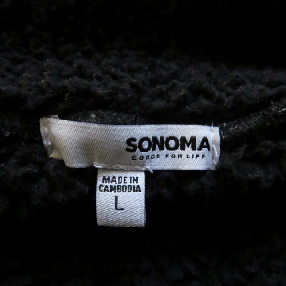Sonoma Goods For Life Sherpa Fleece Waterfall Jacket black/white L EUC - Picture 8 of 10